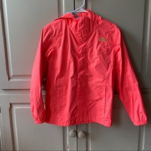 north face neon pink rain coat girls l